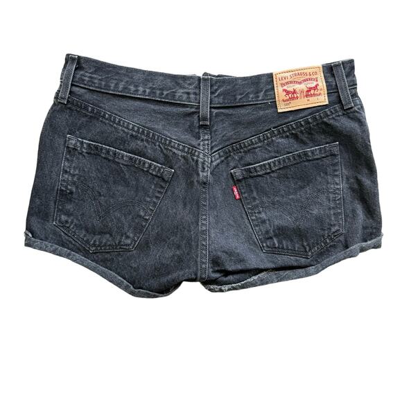 Levi’s 501 Black Jean Shorts Womens 28 Button Fly Cutoff Grunge Boho 100% Cotton - Picture 1 of 14